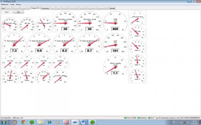 Hodnoty z ICU, studeny motor, volnobeh, dost silene hodnoty klepani.