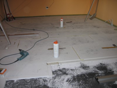 pokládka fermacellových desek obývák